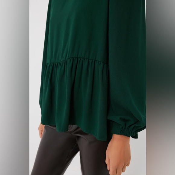 Pomander Place Tuckernuck Hunter Green Carlota Peplum Blouse XS - Picture 5 of 10